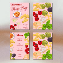 Load image into Gallery viewer, Pasta Party Invitation and Menu Set