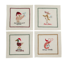 Load image into Gallery viewer, Tipsy Critters Cocktail Napkin - Pack 4