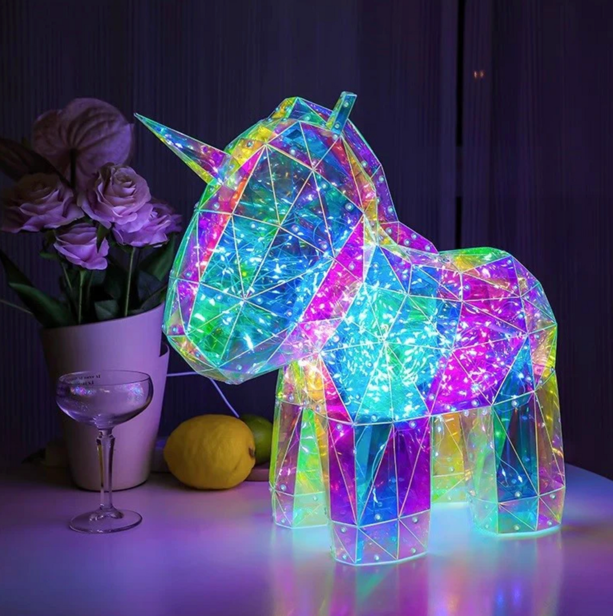 LED Unicorn Light Flower Accents