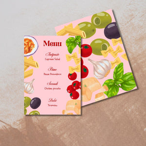 Pasta Party Invitation and Menu Set