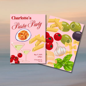 Pasta Party Invitation and Menu Set