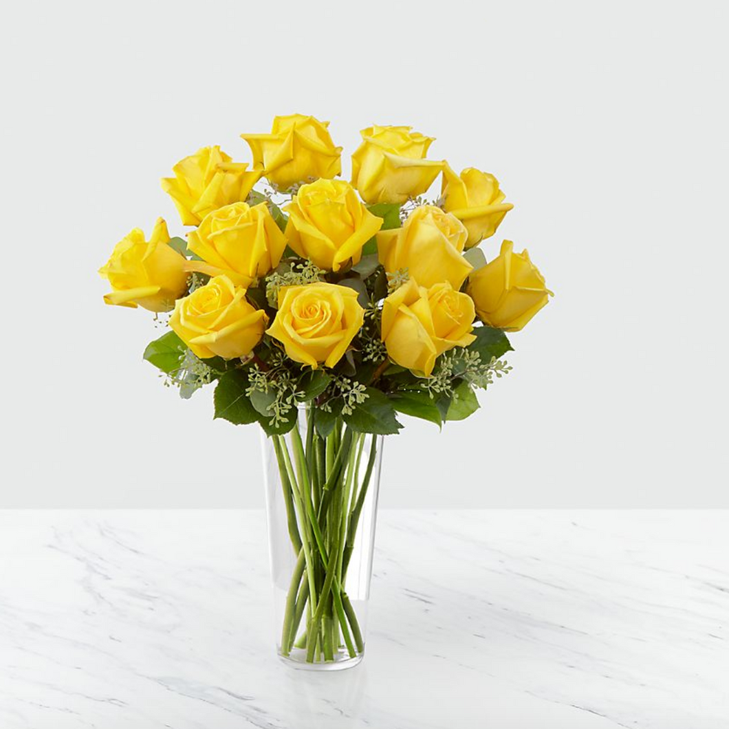 Long Stem Yellow Rose Arrangement